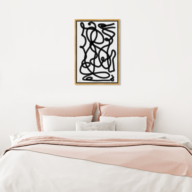 Million Ways - Impression sur toile, H 24 po x l 16 po, Toile avec cadre doré, Noir