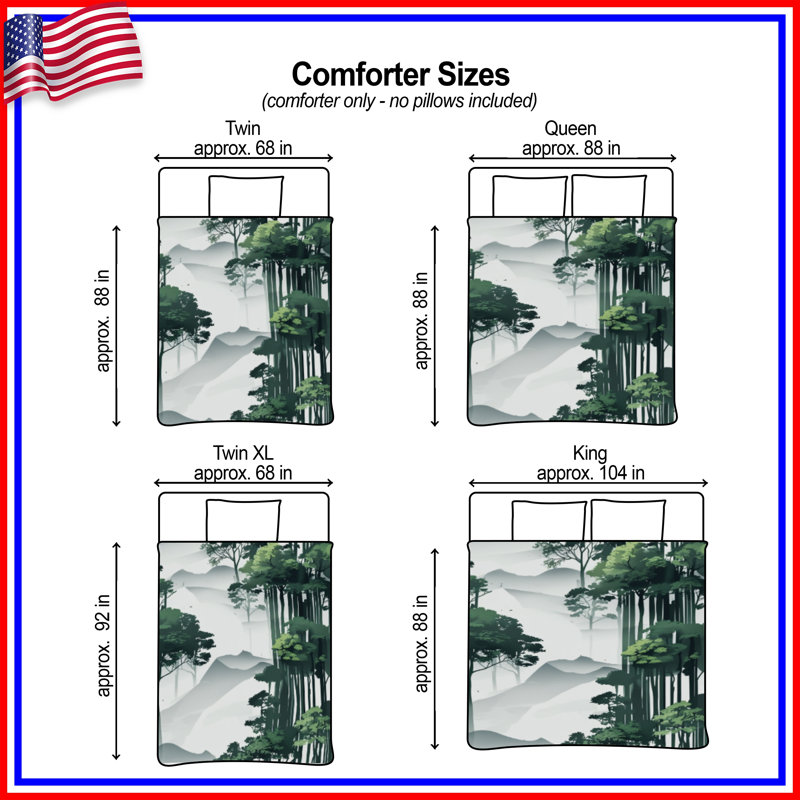 Dense Forest Silhouette Comforter, Queen