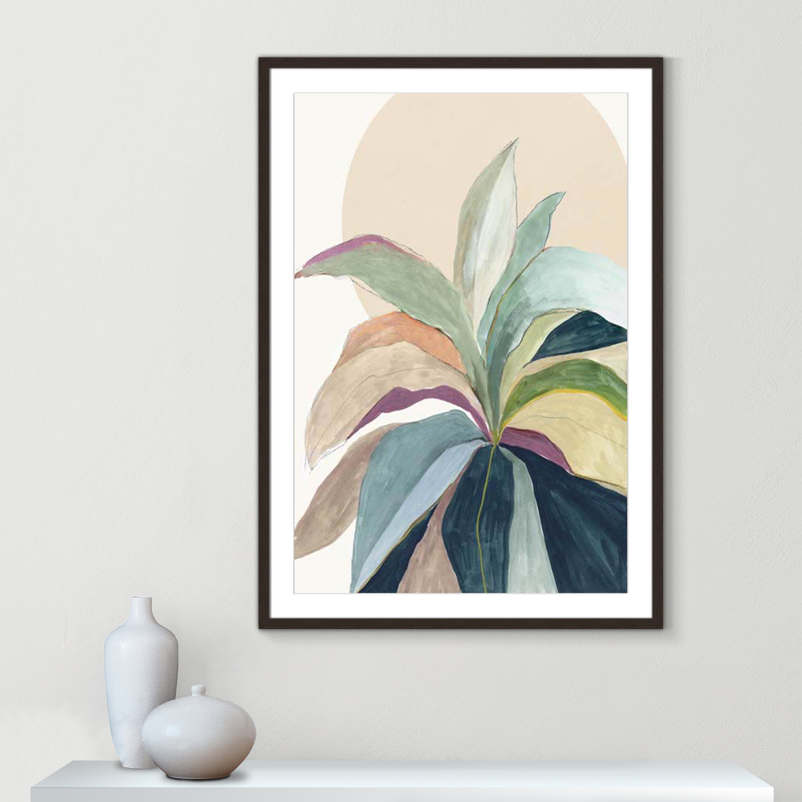 Sherbrooke Sunny Bright Leaves II by Asia Jensen Print, Yes, Walnut Single Picture Frame, 41.5" H x 29.5" W x 1.25" D