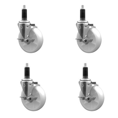 Nylon Swivel 1-1/8 Inch Expanding Stem Caster Set with Brake SCC