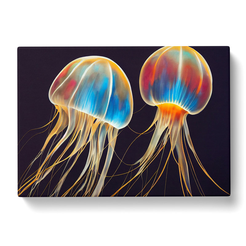 XXX-H1022-WF-5336X Jellyfish Painted - Wrapped Canvas Print, 40cm H x 60cm W x 3cm D