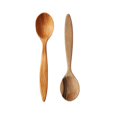 Euro Serving Spoon Set, Fruitwood