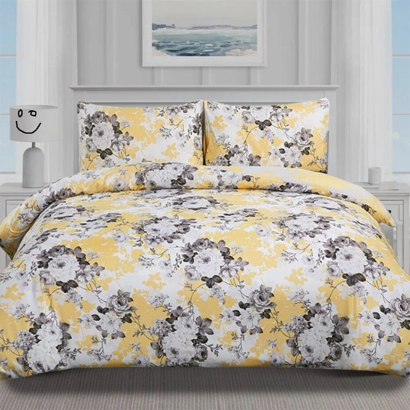 Modern Stylish 100% Cotton Rich 3pcs Floral Duvet Cover Sets Luxurious Flowers & Branches Pattern, Botanical Comforter Cover Sets with Button Closure