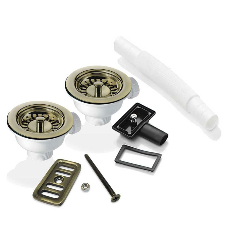 2X 90Mm Waste And Overflow Kit For Astini, RAK, Rangemaster Ceramic Sinks, Bronze