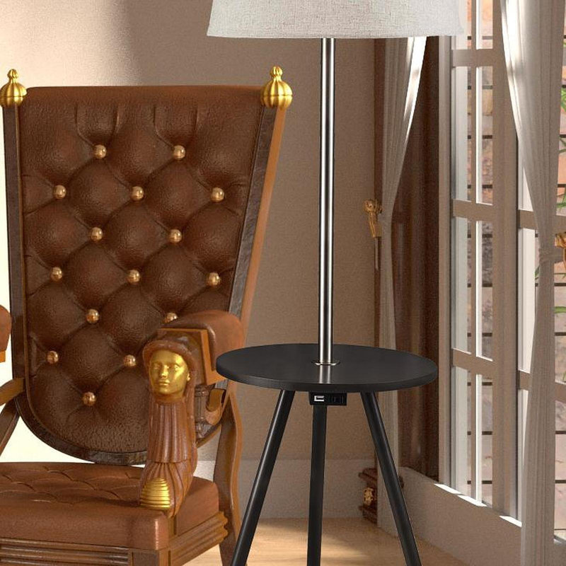 Table d'appoint ronde 57 po avec lampe et centrale électrique 57 po (1,56 / 9,9)