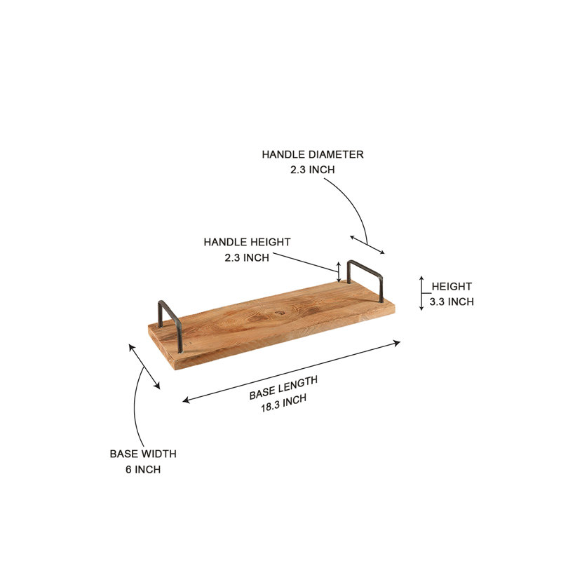 Serene Spaces Living Hearthlyn Wood Tray, 18.3" L, 6" W & 3.3" T, Pack Of 6