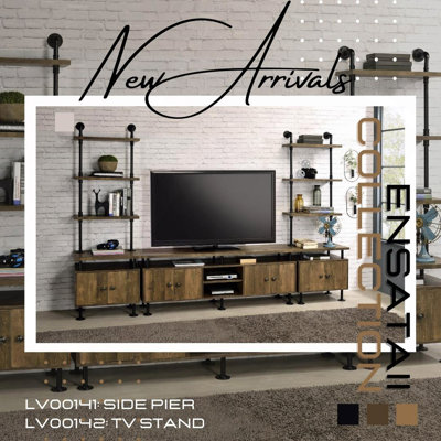 Rustic Oak and 2-Shelf TV Stand