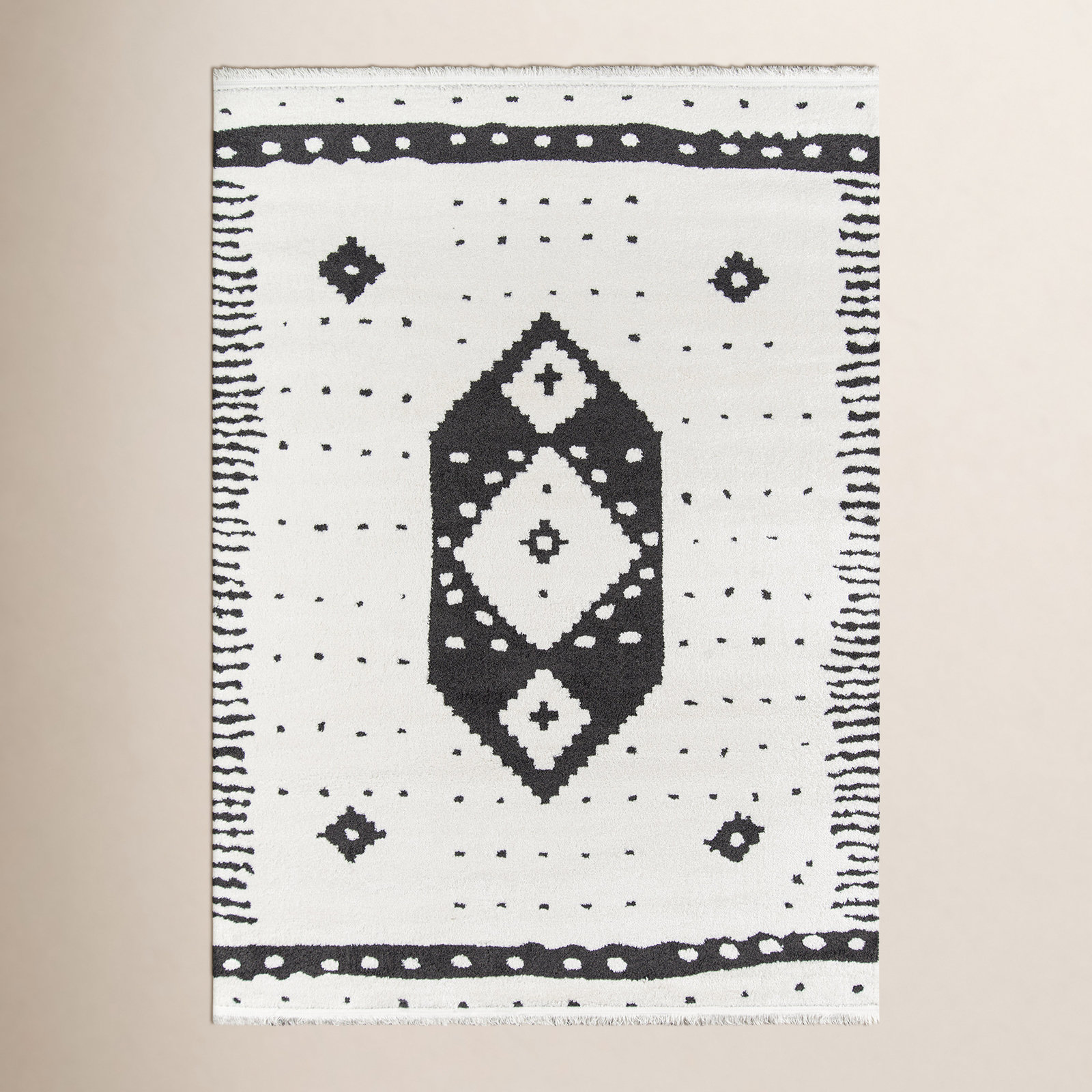 Metro Ivory Black Geometric Rug, Rectangle 7'6" x 9'6"