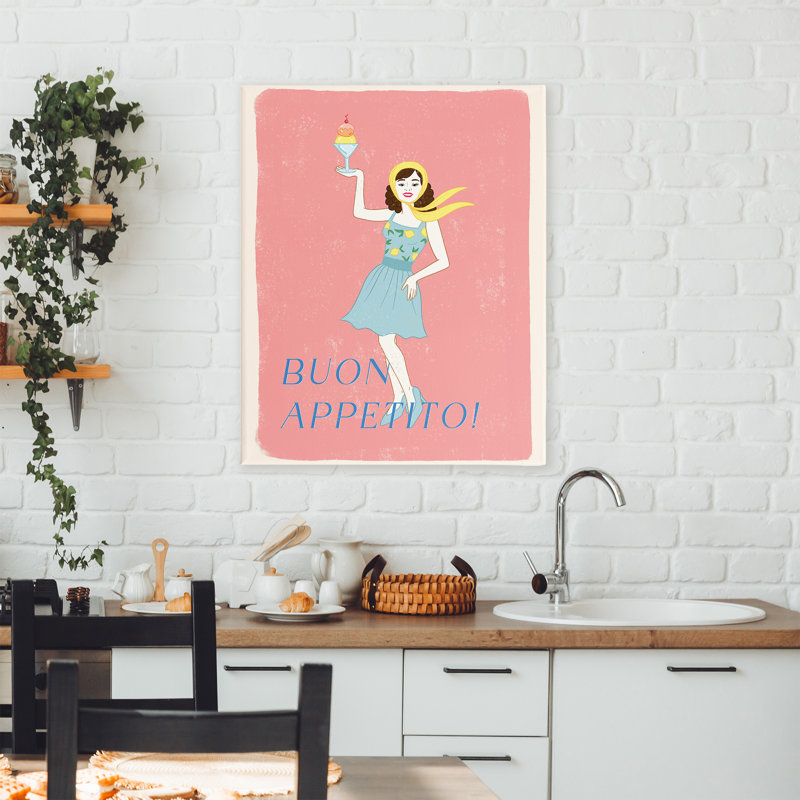 Affiche Buon Appetito, affiche italienne rétro, design par Rachel Nieman, H 48 po x l 36 po