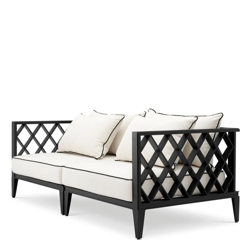 Outdoor 2 - Seat Loveseat, Beige Cushion/Black Frame