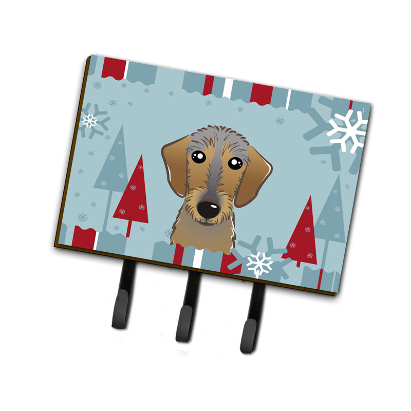 Metal Wall Organizer with Key Hooks, Wirehaired Dachshund