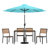 Agit Indoor/Outdoor Square Steel Framed Table with 4 Stackable Faux Teak Chairs-69347600-69347602