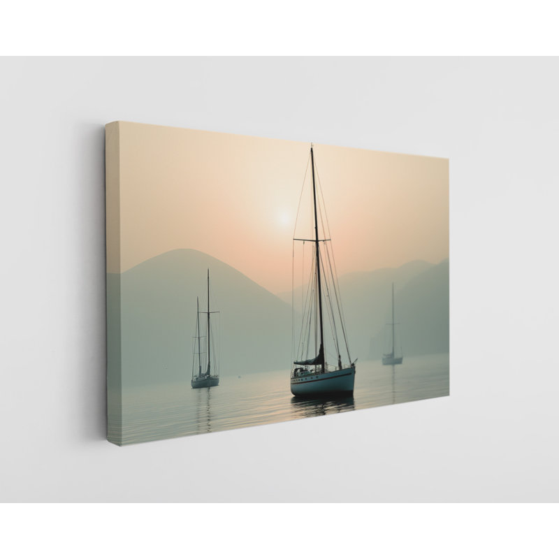 Reproduction d'art sur toile, "Ocean with Yatchs", art mural moderne pour la maison et le bureau, H 16 po x l 24 po