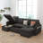 U-shape 2-in-1 Sleeper Sofa Pull-Out Couch with USB Charging-1299812767
