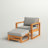 Acacia Patio Lounge Chair with Cushion and Ottoman