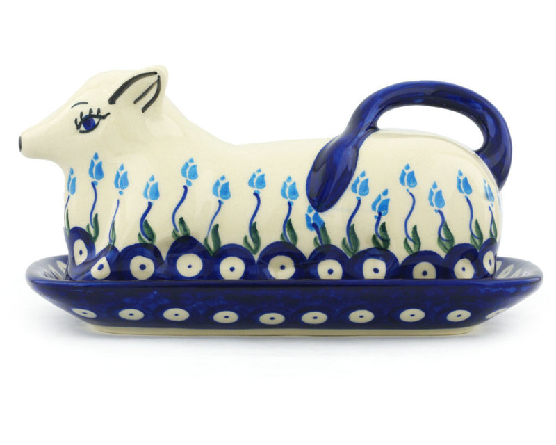 Polmedia Floral Peacock Butter Dish