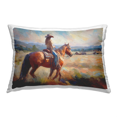 Abstract Cowgirl & Horse Decorative Printed Throw Pillow by Ramona Murdock