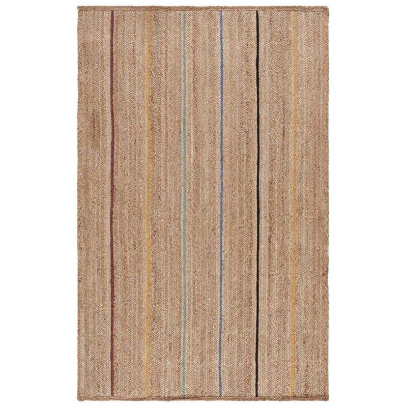 Armgart Natural Fiber Flat Weave Jute Striped Rug, Rectangle 8' x 10'