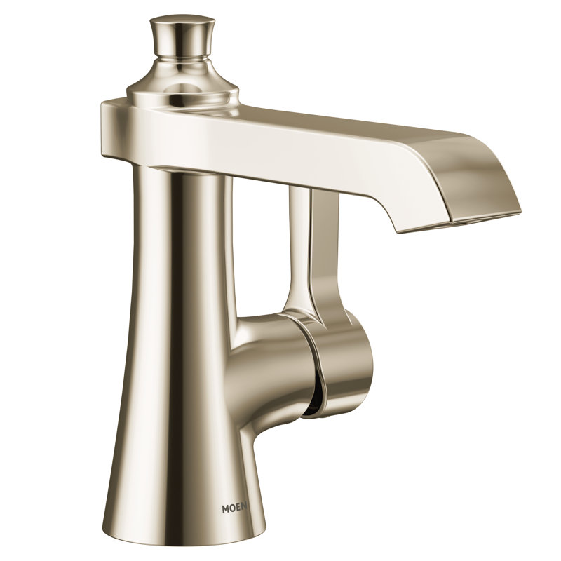 Flara Single Hole Bathroom Faucet with Drain Assembly, Polished Nickel