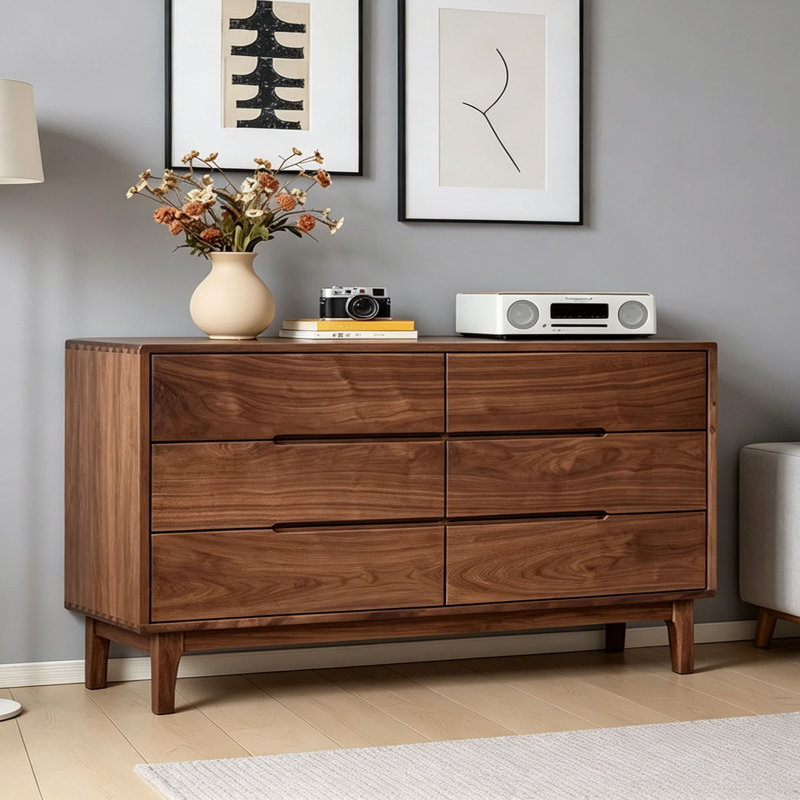 Buffet multi-tiroirs en bois massif avec rangement, 24.41" H x 62.99" W x 15.74" D