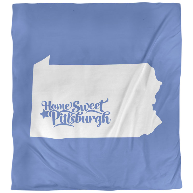 Housse de couette réversible simple Pittsburgh Pennsylvania, Housse de couette pour très grand lit, Bleu, Microfibre