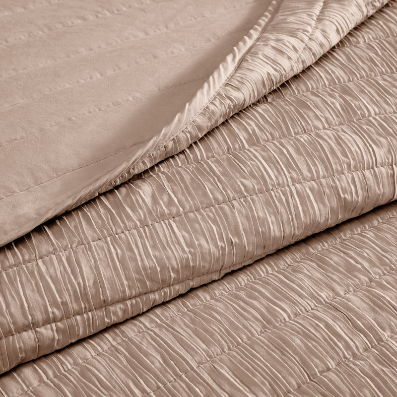 Ensemble de courtepointe en microfibre délavée 3 pièces Swift Home, Champignon