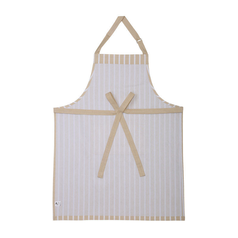 Striped Bib Apron, Beige Striped