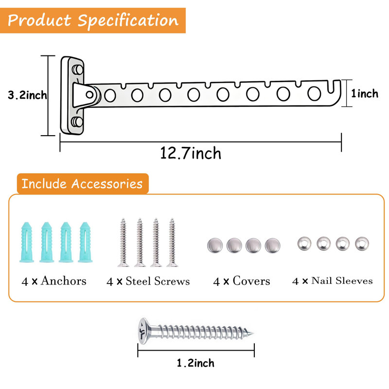 Wall-Mounted Folding Drying Rack, 2 Pack (