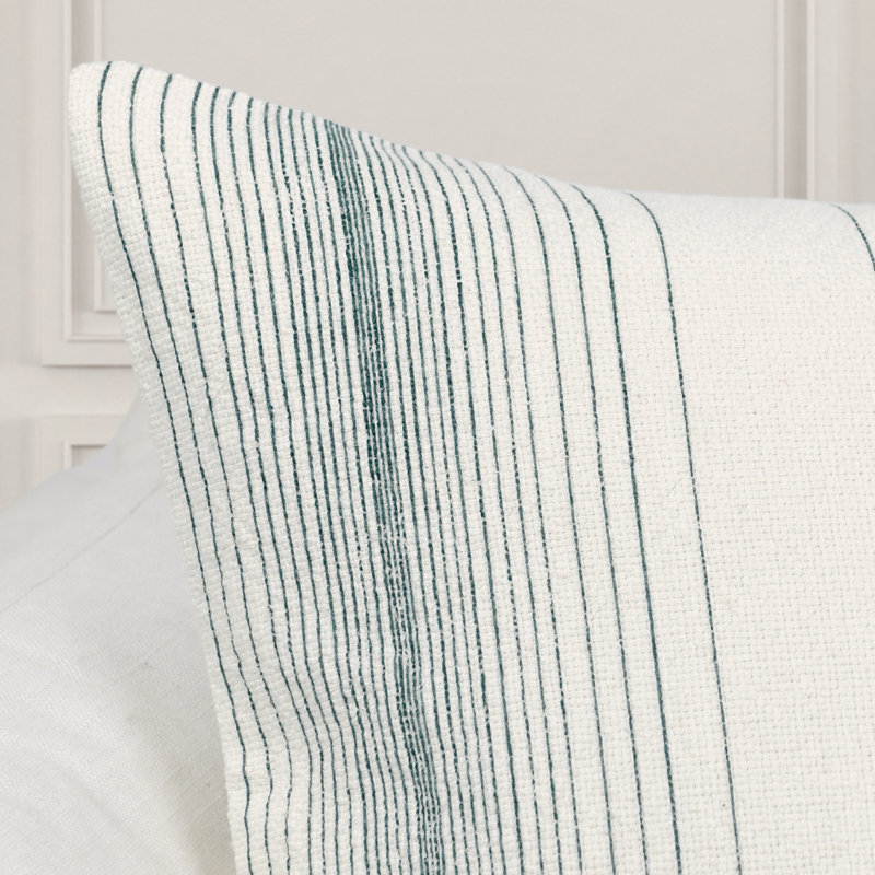 Theta 26" Linen Blend Throw Pillow, Blue, Capri Blue