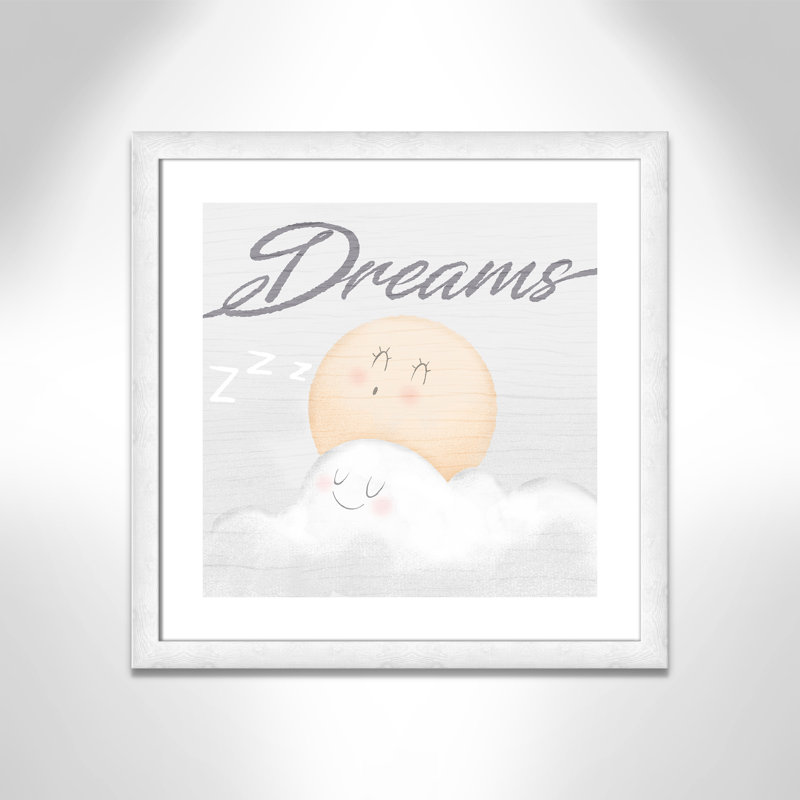 Décoration murale pour 2 enfants rêves de bonbons, H 24,5 po x l 24,5 po x P 0,63 po, Encadré plat à grain de bois blanc