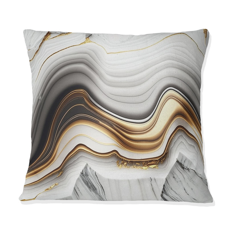 Abstract Geode Waves Grey III - Abstract Printed Throw Pillow