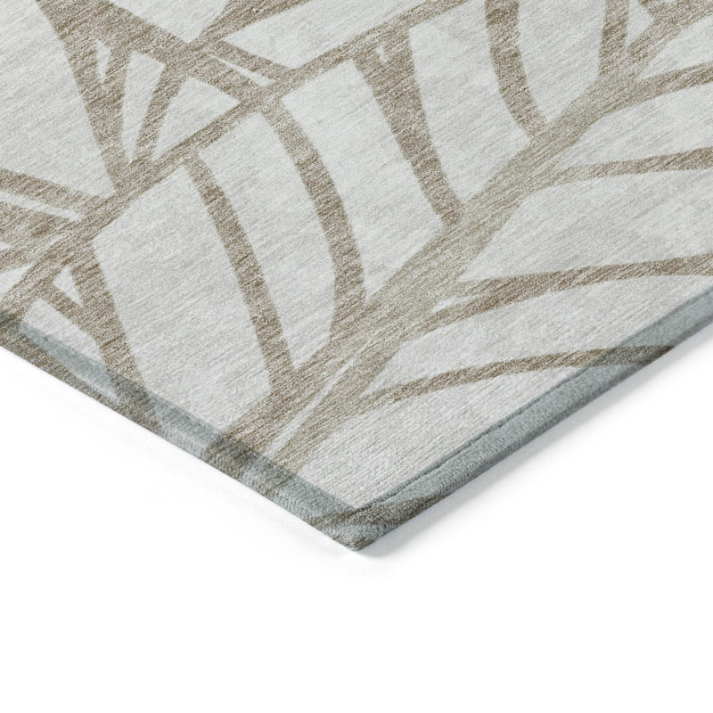Tapis d'intérieur floral lavable d'intérieur 5 pi x 8 pi brun