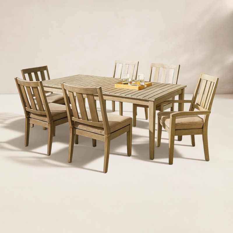 Samya Teak 6 Person 81" Outdoor Dining Set, Brown