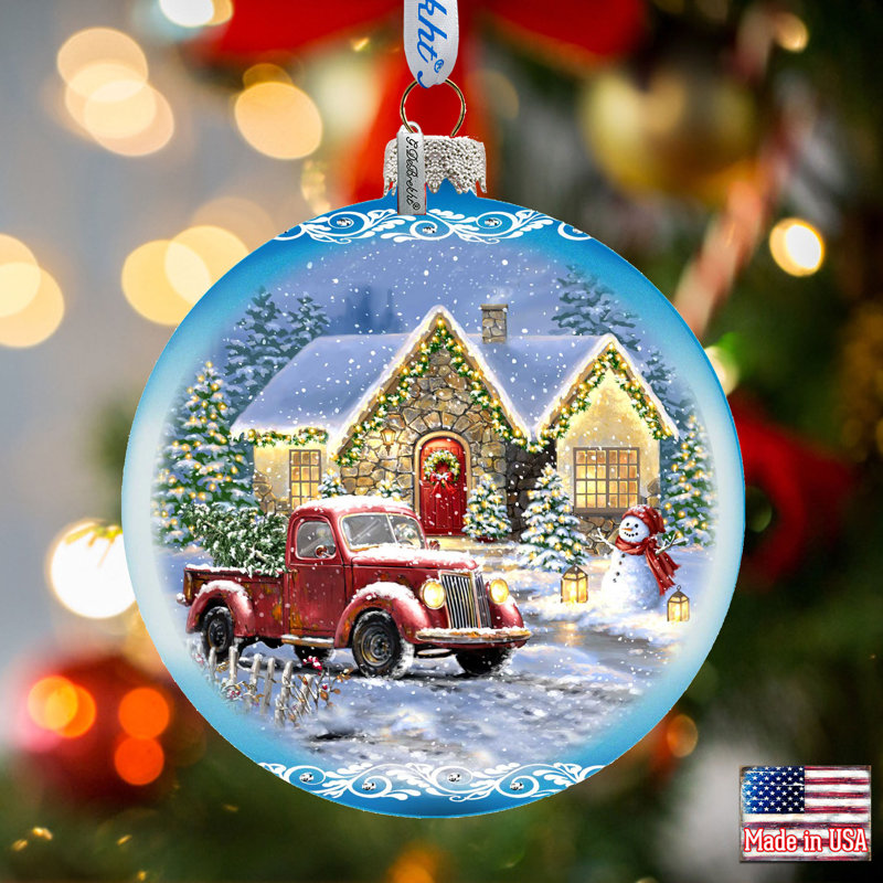 Holiday Splendor 5'' Handmade Glass Hanging Figurine Ornament