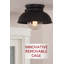 Plafonnier encastré Breakwater Bay Vern 11 Nautical Farmhouse + abat-jour en verre bullé, finition noir mat
