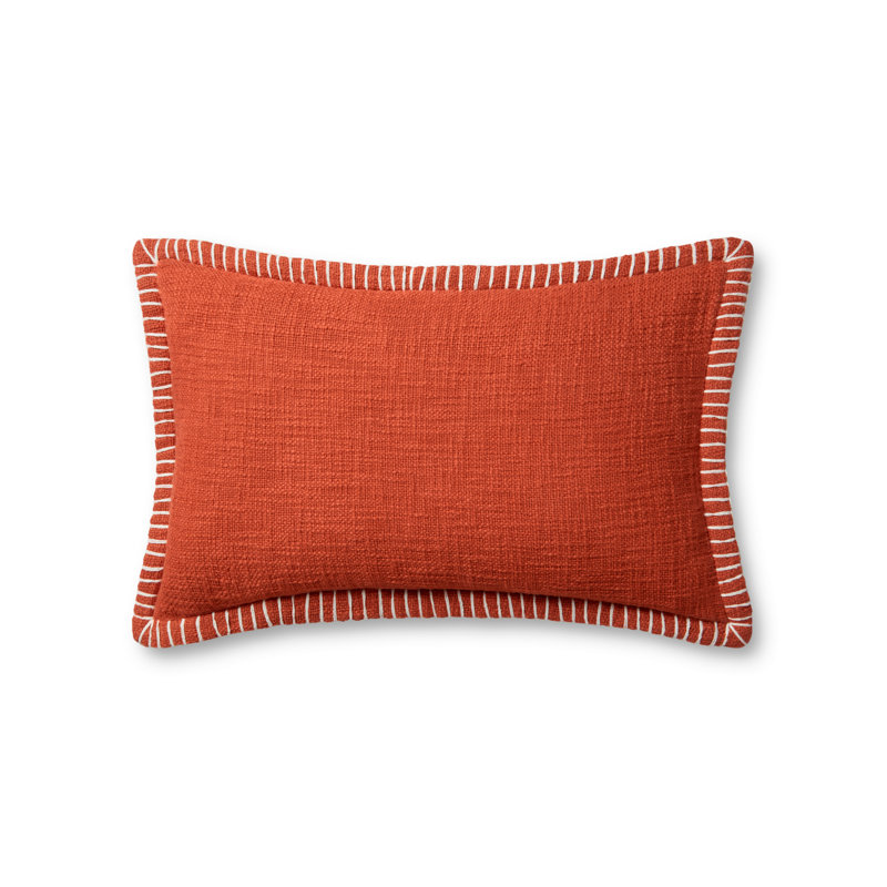 Fernande Solid Colour Cotton Reversible Throw Pillow, Orange, No Fill, 13" H x 21" W x 1" D