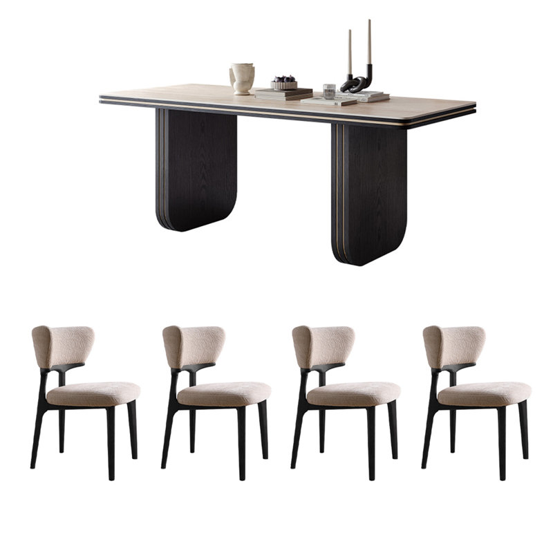Vintage high-end rectangular dining table set, 29.5"H x 55.1"L x 29.5"W