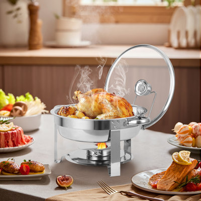 Ensemble de 4 chauffe-plats avec porte-couvercle et couvercle en verre pour les fêtes, les mariages et le camping