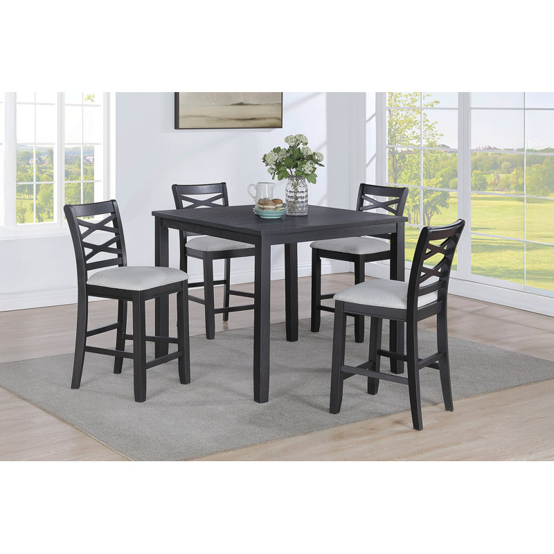 Table 5 pièces à hauteur de comptoir gris anthracite