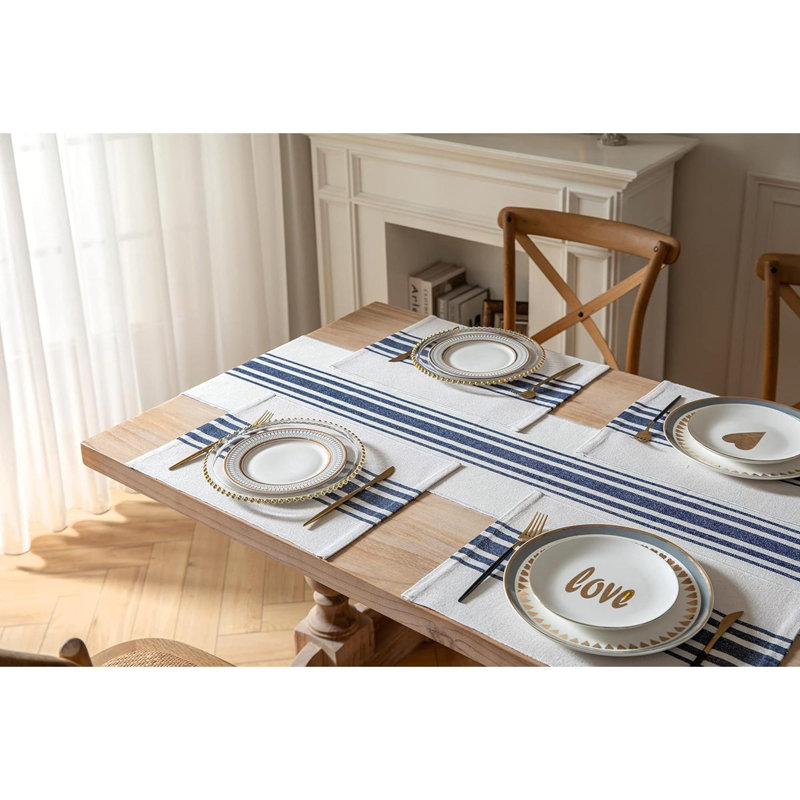 Napperon Groveton, Bleu marine / beige