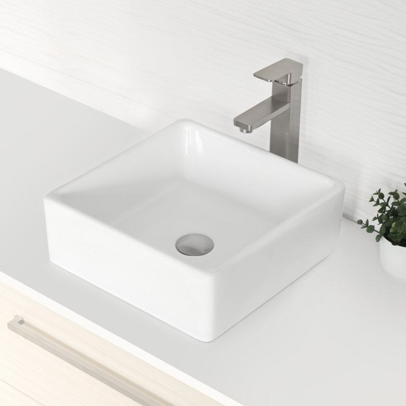 Lavabo vasque carré blanc STY retro 15 po