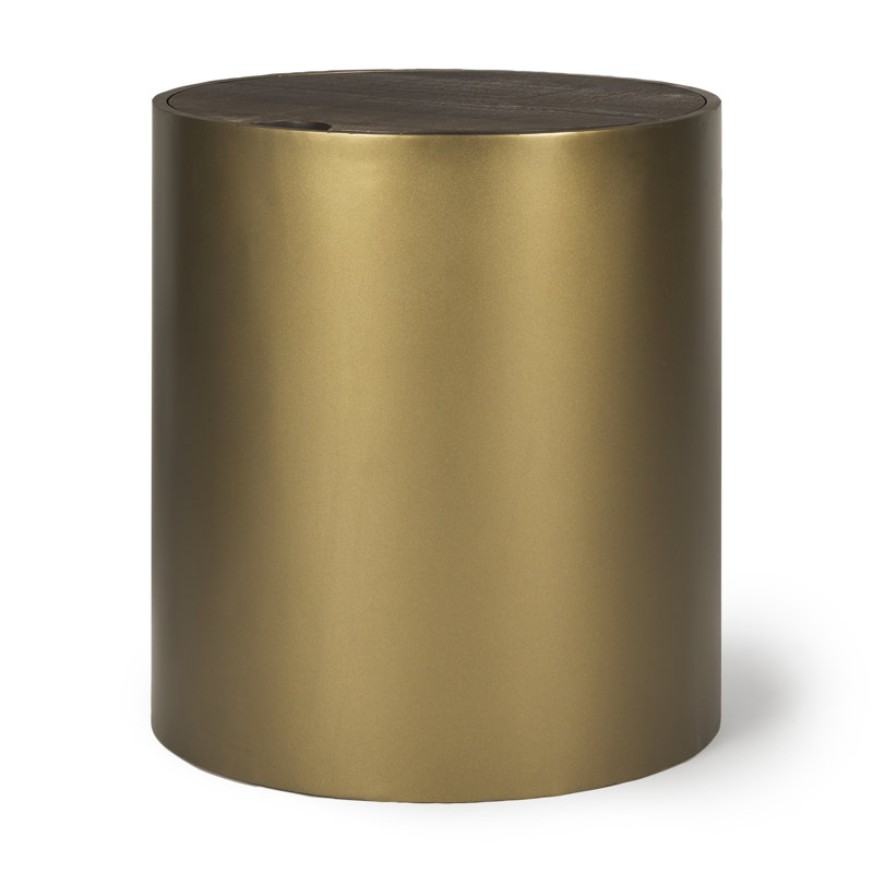 Janvey Solid Wood Top End Table, Dark Brown Top/Gold Base