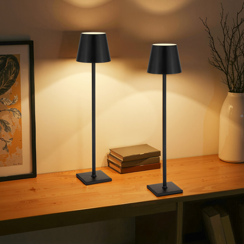 Lampe de table sans fil avec pile rechargeable , Noir, Noir