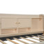 Lit de jour simple tapissier avec tiroirs, tablettes, armoires rabattables et table d'appoint (beige)-630944611