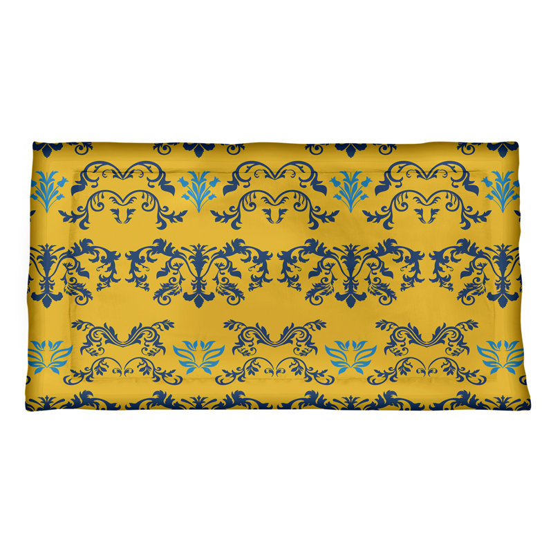 Football Baroque Pattern Pillow Sham, Standard, Microfiber, Yellow/Blue/Green