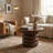 Sable Round Mango Wood Coffee Table with Ribbed Base