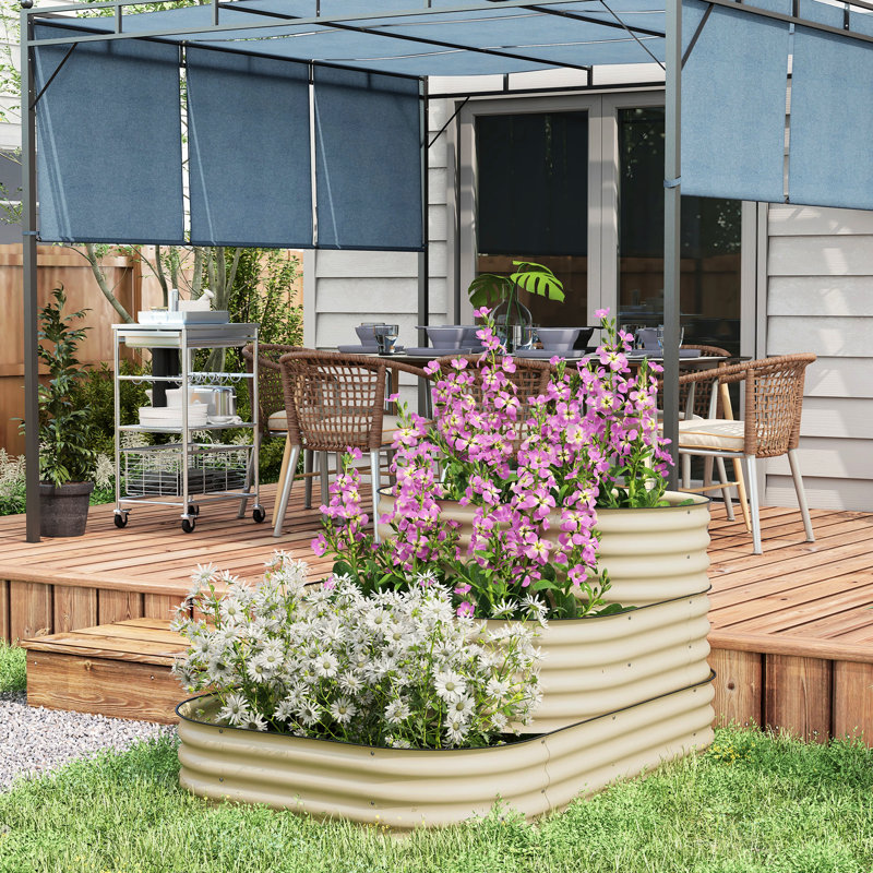 Lit de jardin surélevé en acier galvanisé avec bordure de bande en caoutchouc imperméable de 63,62 po x 43 po x 33,18 po pour lit de 63,62 po x 43 po x 33,18 po