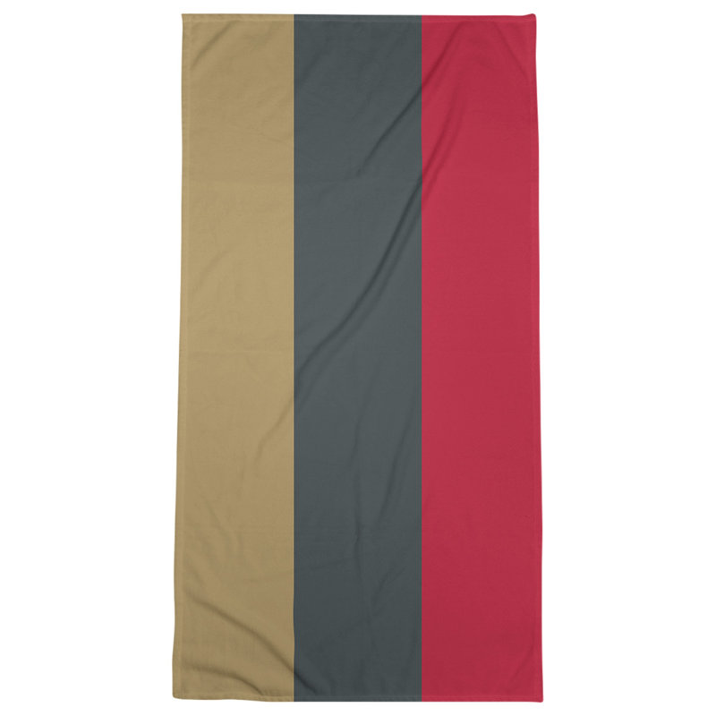 Lightweight Beach Towel, Microfiber, Gold/Steel Gray/Red
