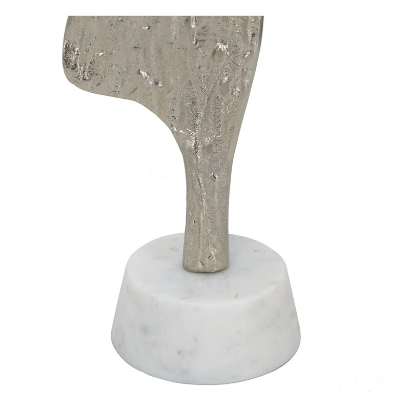 Abstract Silver Aluminum Human Figurine on Marble Base