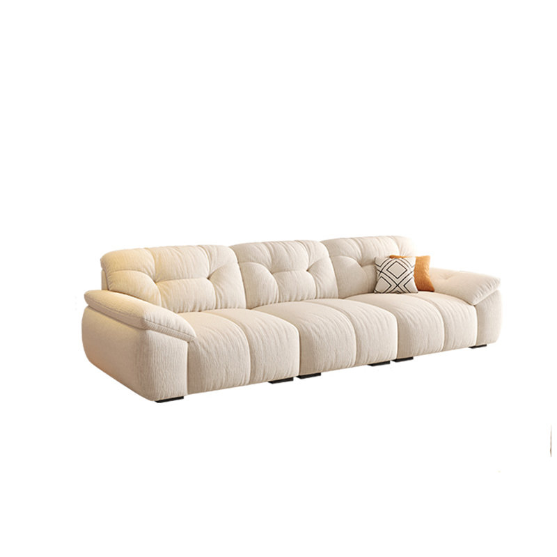 Canapé 98,43 po en chenille blanche de style crème, 3, H 35,43 po x l 98,43 po x P 37,4 po